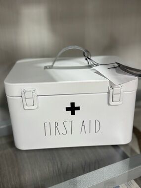 White Metal First Aid Box with Handle